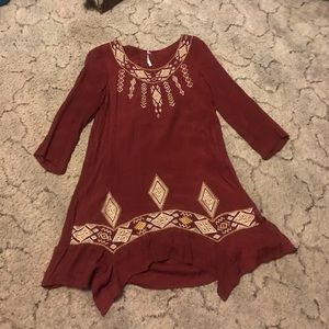 Maroon with aztec print dress size medium